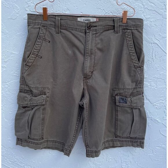 Levis Workwear Mens Outdoor Cargo Shorts Brown Khaki Sz W36 - Picture 1 of 10